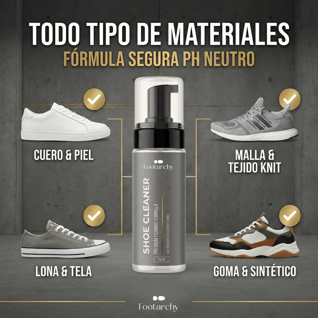 Kit de Limpieza Profesional para Zapatillas – Espuma, 2 Cepillos (Soft y Hard) y Toalla de Microfibra Footarchy Hub S.L.