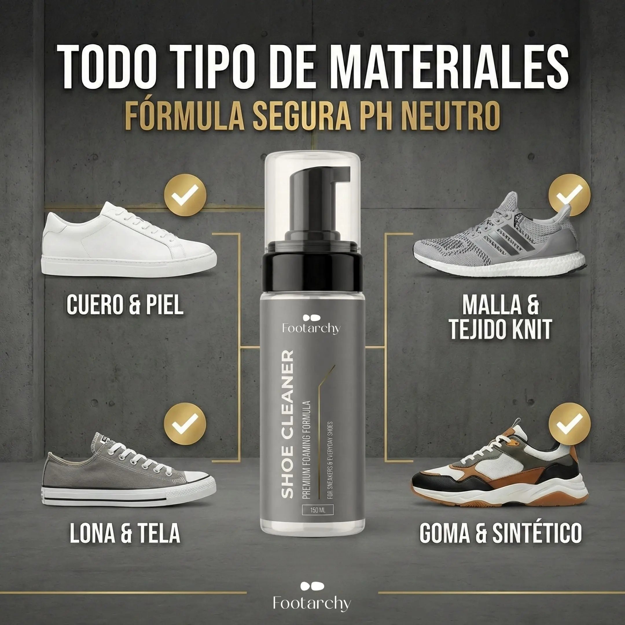 Kit de Limpieza Profesional para Zapatillas – Espuma, 2 Cepillos (Soft y Hard) y Toalla de Microfibra Footarchy Hub S.L.