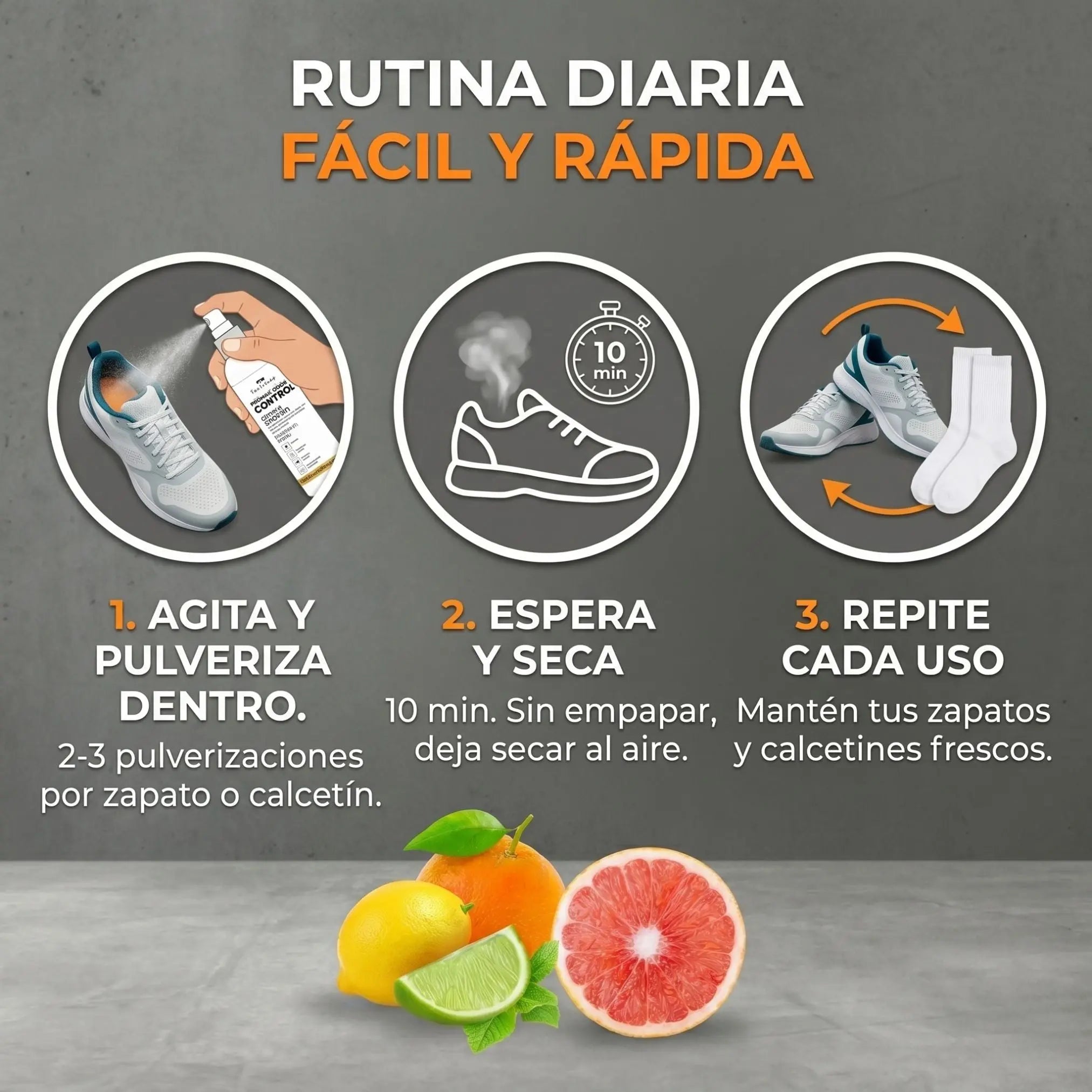 Spray Ambientador Cítrico para Calzado y Accesorios (118ml) – Sin Residuos de Talco Footarchy Hub S.L.