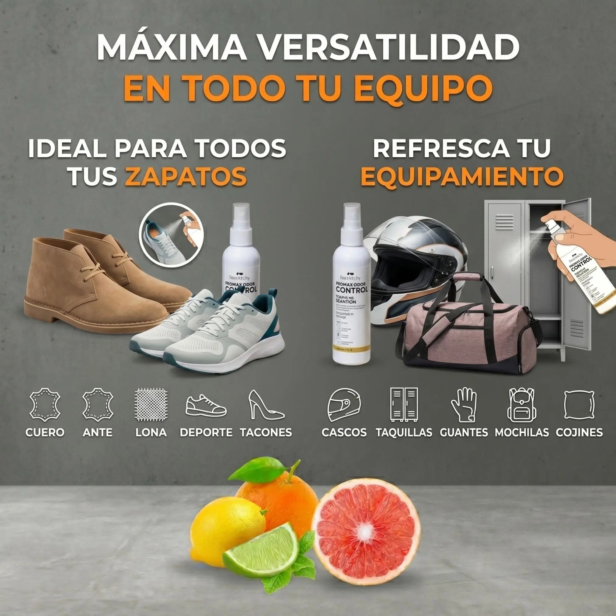 Spray Ambientador Cítrico para Calzado y Accesorios (118ml) – Sin Residuos de Talco Footarchy Hub S.L.