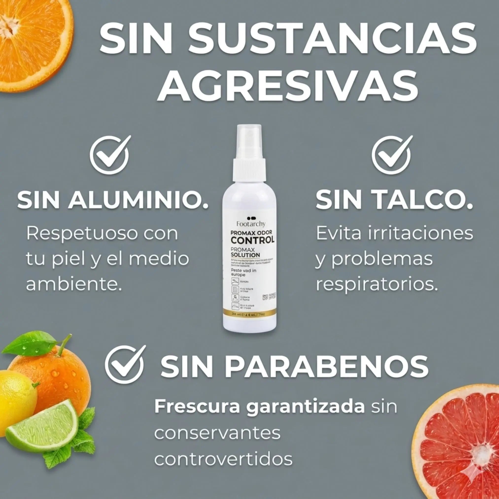 Spray Ambientador Cítrico para Calzado y Accesorios (118ml) – Sin Residuos de Talco Footarchy Hub S.L.